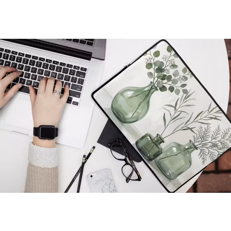 Vazen - Bladeren - Groen laptophoes neopreen klein -bureau