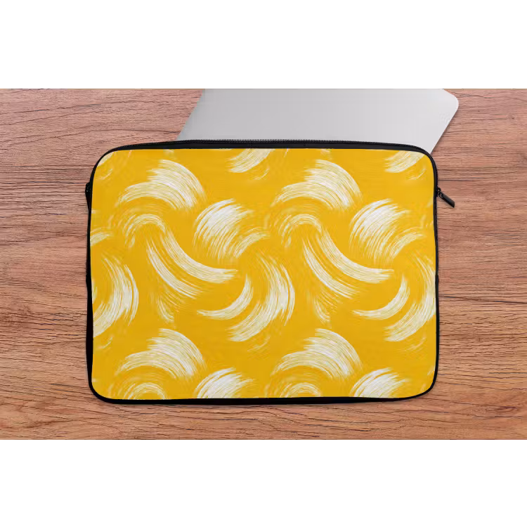 Verfstreken - Abstract - Dynamisch - Geel laptophoes neopreen klein 279 -tafel