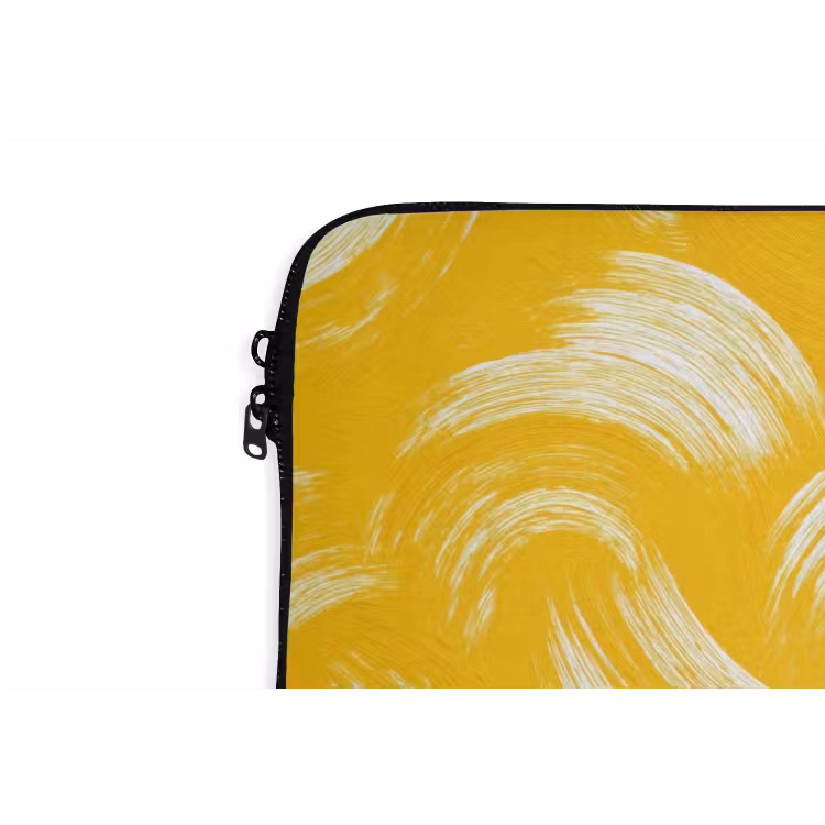 Verfstreken - Abstract - Dynamisch - Geel laptophoes neopreen klein 279 -detail