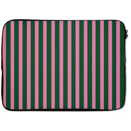Verticale strepen - Groen - Roze laptophoes neopreen klein 279 -zkaufland3dotto