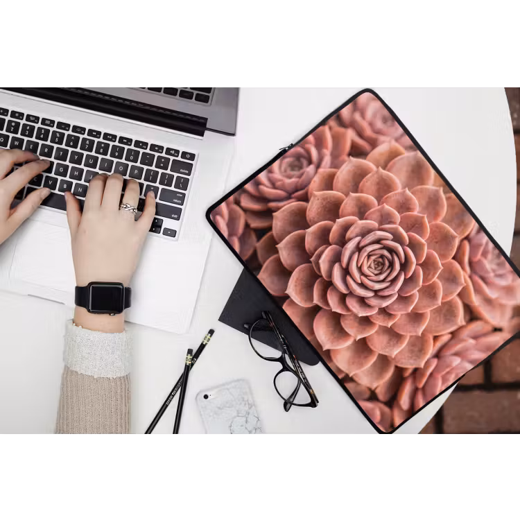 Vetplant - Organisch - Roze laptophoes neopreen klein -bureau