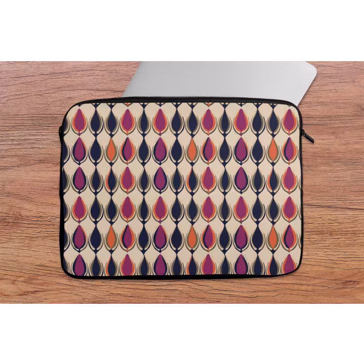 Vintage - Retro - Kleurrijk laptophoes neopreen klein 279 -tafel