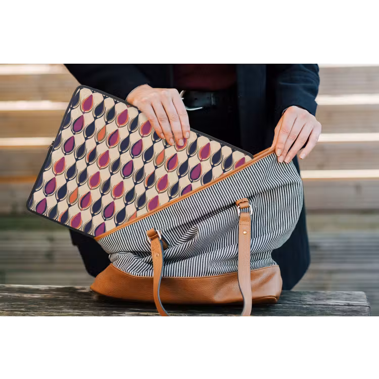 Vintage - Retro - Kleurrijk laptophoes neopreen klein 279 -tas