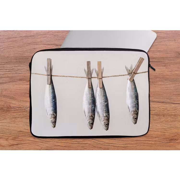 Laptophoes Vis - Hangend - Eten - Vis - Hangend - Eten laptophoes neopreen klein