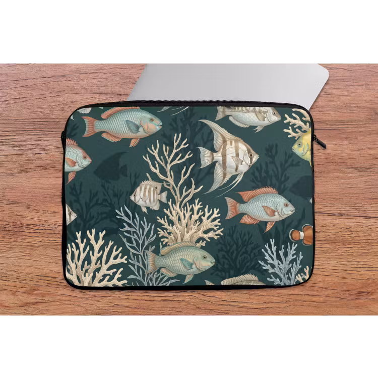 Vis - Koraal - Onderwater - Illustratie laptophoes neopreen klein -tafel
