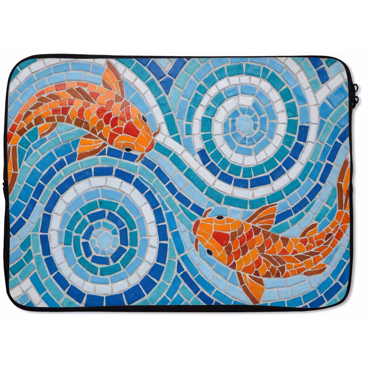 Vis - Mozaïek - Water - Decoratief - Blauw laptophoes neopreen klein -zkaufland3dotto