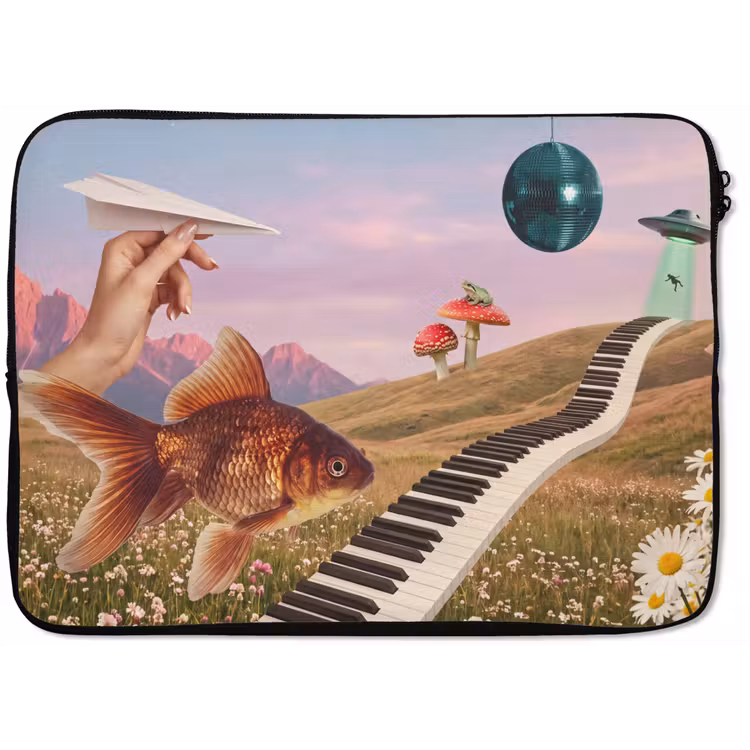 Laptophoes Vis - Natuur - Abstract - Vis - Natuur - Abstract laptophoes neopreen klein