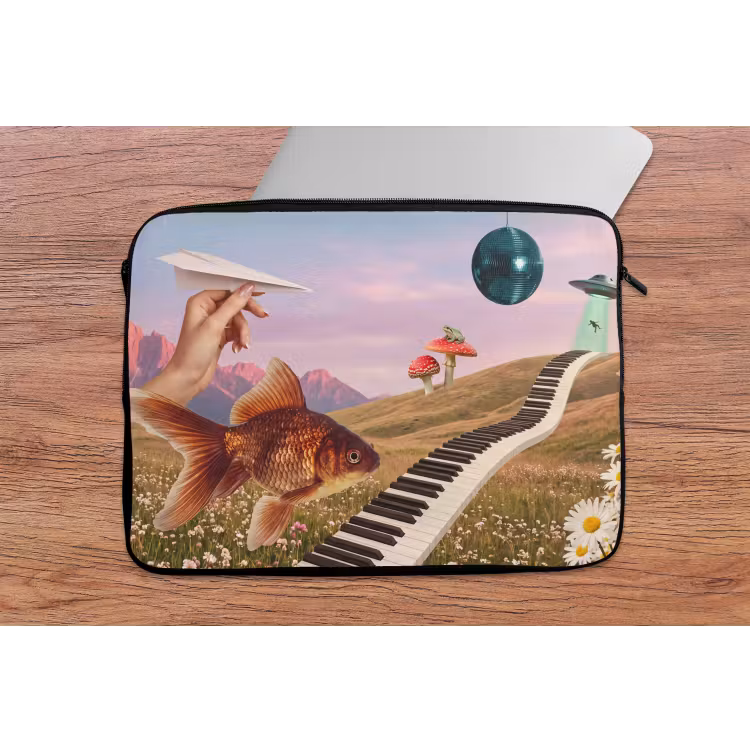 Laptophoes Vis - Natuur - Abstract - Vis - Natuur - Abstract laptophoes neopreen klein