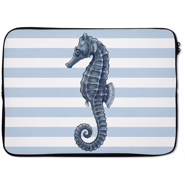 Vis - Oceaan - Illustratie - Blauw - Strepen laptophoes neopreen klein -zkaufland3dotto