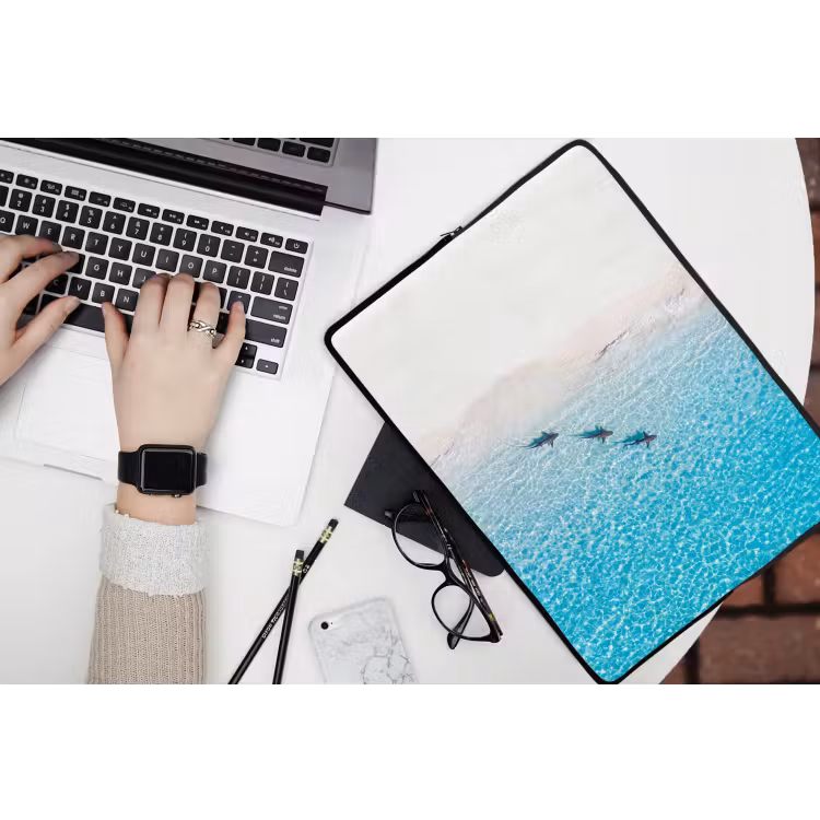Vis - Oceaan - Strand - Turquoise - Natuur laptophoes neopreen klein -bureau