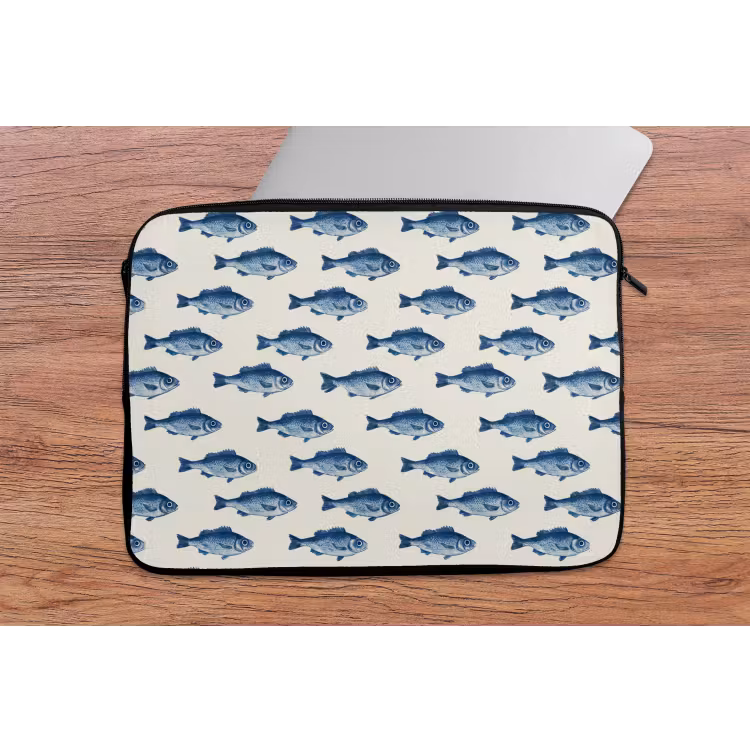 Vis - Patroon - Blauw laptophoes neopreen klein 279 -tafel