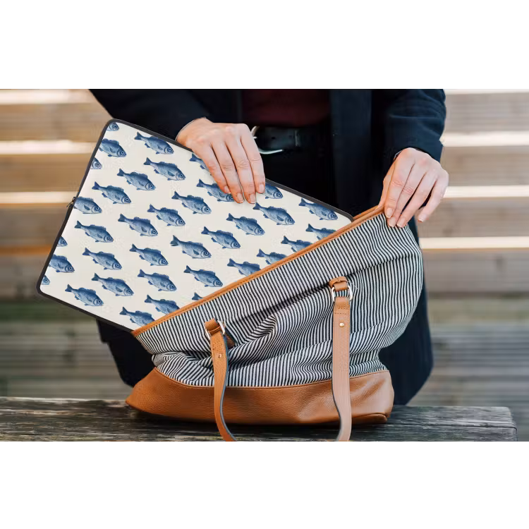 Vis - Patroon - Blauw laptophoes neopreen klein 279 -tas