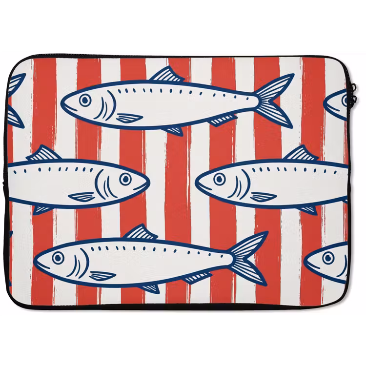 Vis - Patroon - Strepen - Illustratie - Rood laptophoes neopreen klein -zkaufland3dotto