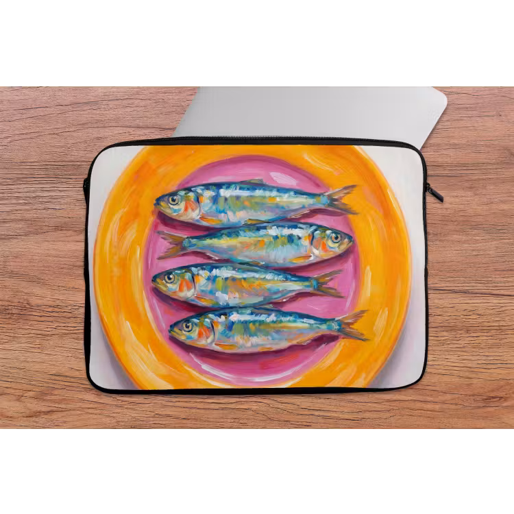 Vis - Vier - Eten - Modern - Kleurrijk laptophoes neopreen klein -tafel