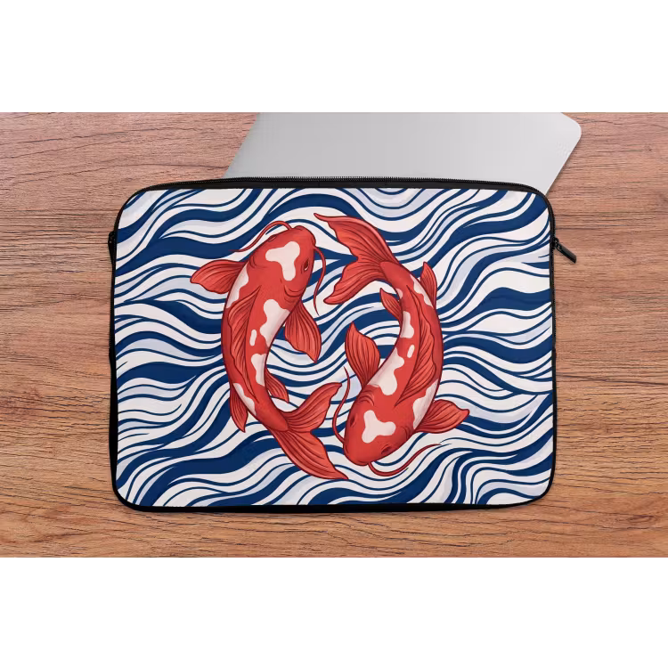 Vis - Water - Natuur - Illustratie - Rood laptophoes neopreen klein -tafel