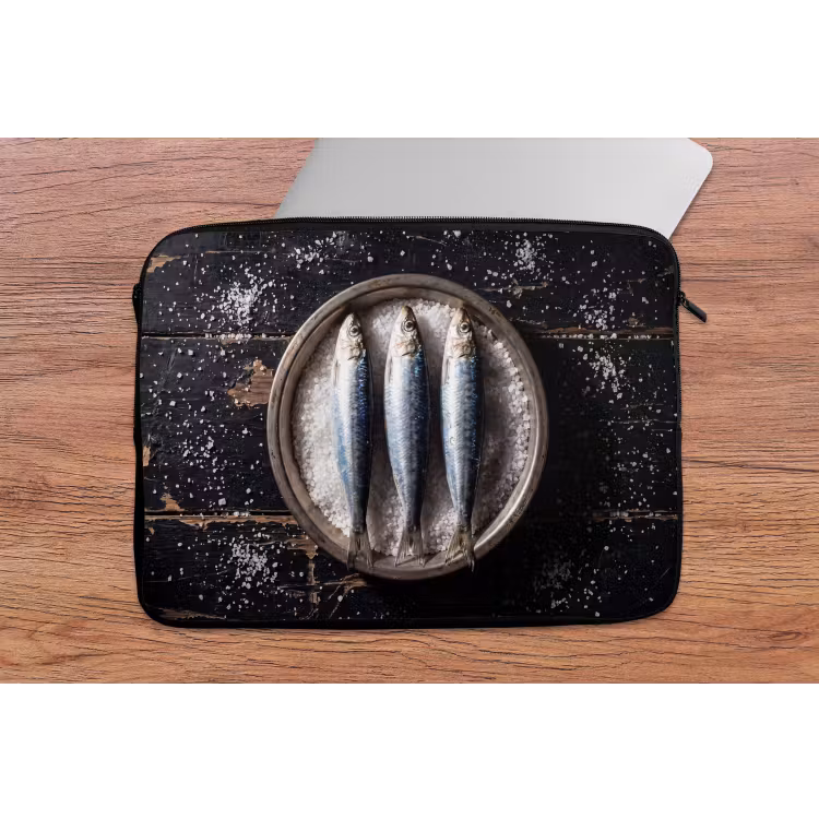 Laptophoes Vis - Zout - Eten - Vis - Zout - Eten laptophoes neopreen klein
