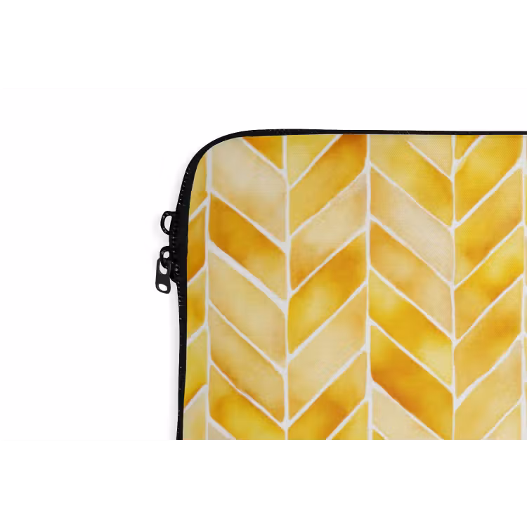 Visgraat - Aquarel - Patronen - Goudgeel laptophoes neopreen klein 279 -detail