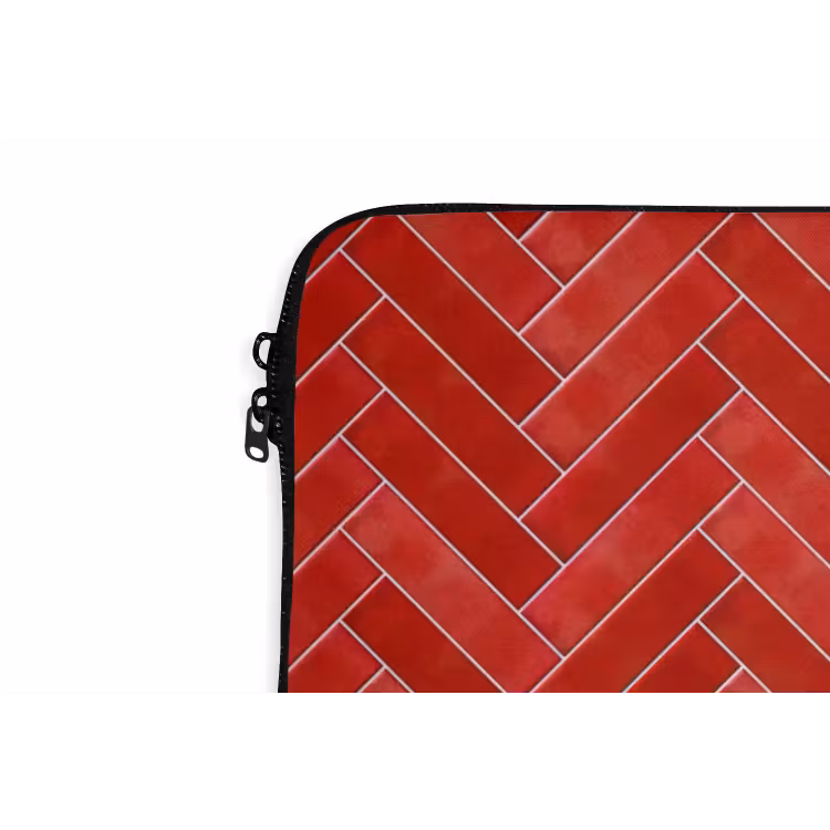 Visgraat - Tegel - Rood laptophoes neopreen klein 279 -detail