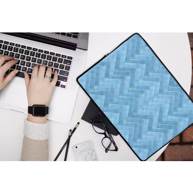 Visgraat - Wandtegel - Lichtblauw laptophoes neopreen klein 279 -bureau