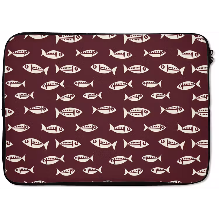 Vissen - Grafisch - Patroon - Donker laptophoes neopreen klein 279 -zkaufland3dotto