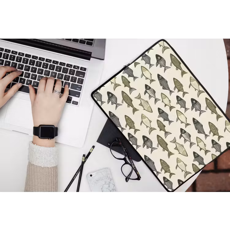 Vissen - Klassiek - Groen laptophoes neopreen klein 279 -bureau
