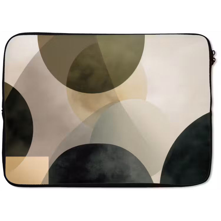 Vlakken - Abstract - Beige - Cirkels laptophoes neopreen klein -zkaufland3dotto