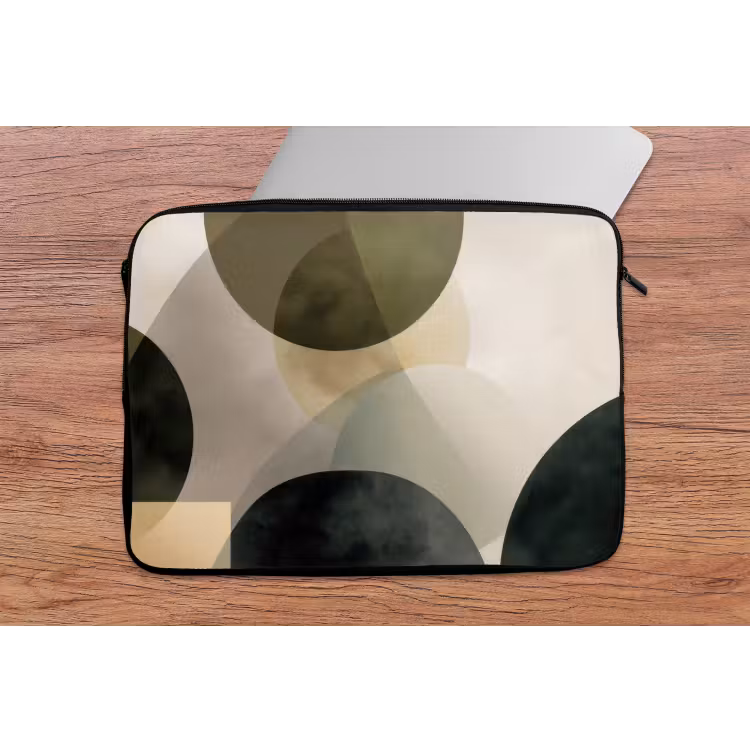Vlakken - Abstract - Beige - Cirkels laptophoes neopreen klein -tafel
