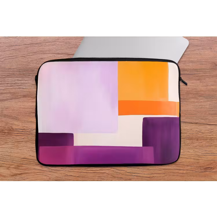 Vlakken - Abstract - Rechthoekig - Oranje laptophoes neopreen klein -tafel