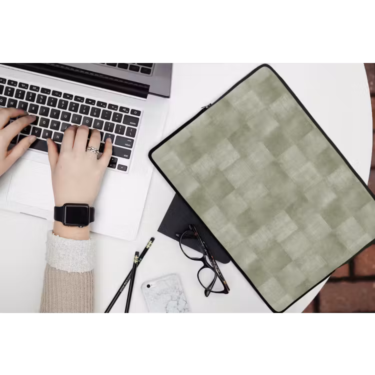 Vlakken - Rustiek - Groen laptophoes neopreen klein 279 -bureau