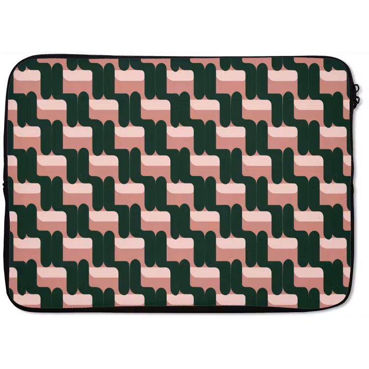 Vlechtpatroon - Groen - Roze - Geometrisch laptophoes neopreen klein 279 -zkaufland3dotto
