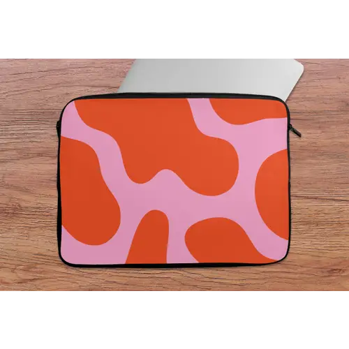 Vlekken - Rood - Roze - Patroon - Minimalistisch laptophoes neopreen klein -tafel