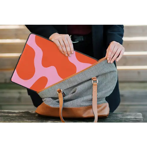 Vlekken - Rood - Roze - Patroon - Minimalistisch laptophoes neopreen klein -tas