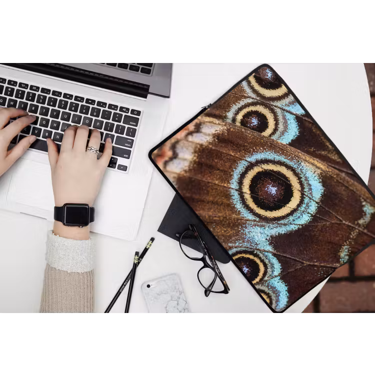Vleugels - Vlinder - Blauw laptophoes neopreen klein -bureau