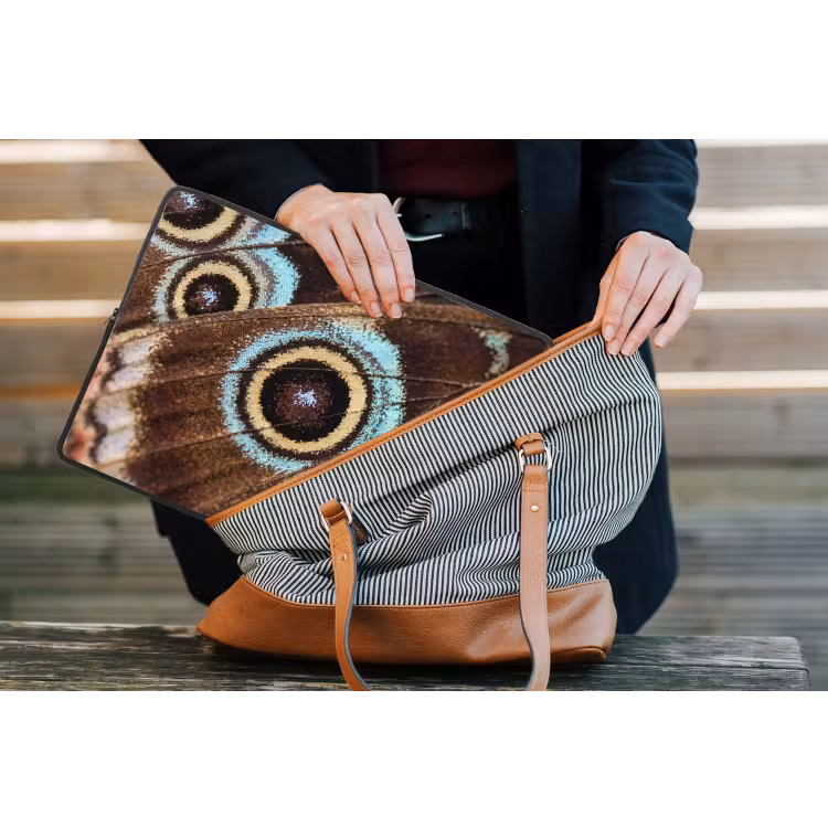 Vleugels - Vlinder - Blauw laptophoes neopreen klein -tas