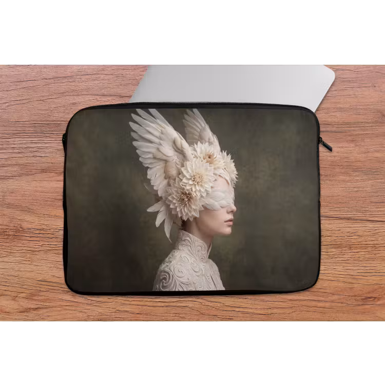 Vleugels - Vrouw - Wit laptophoes neopreen klein -tafel