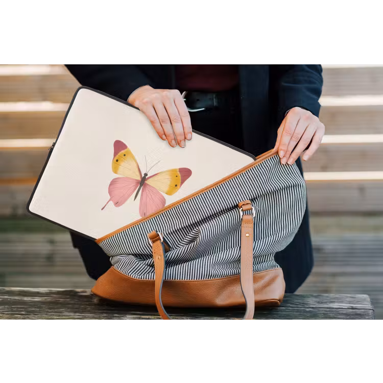 Vlinder - Illustratie - Roze laptophoes neopreen klein -tas