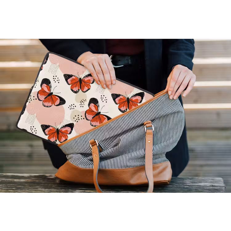 Vlinders - Retro - Kleurrijk laptophoes neopreen klein 279 -tas