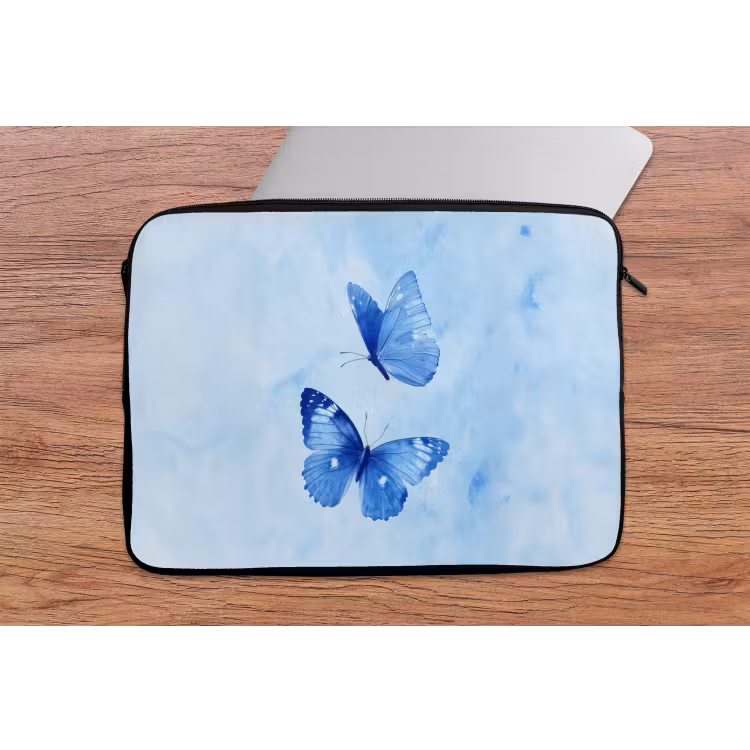 Vlinders - Sierlijk - Blauw laptophoes neopreen klein -tafel