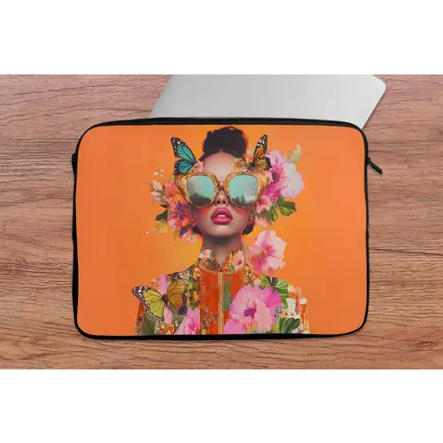 Vlinders - Vrouw - Zonnebril - Kleurrijk laptophoes neopreen klein -tafel