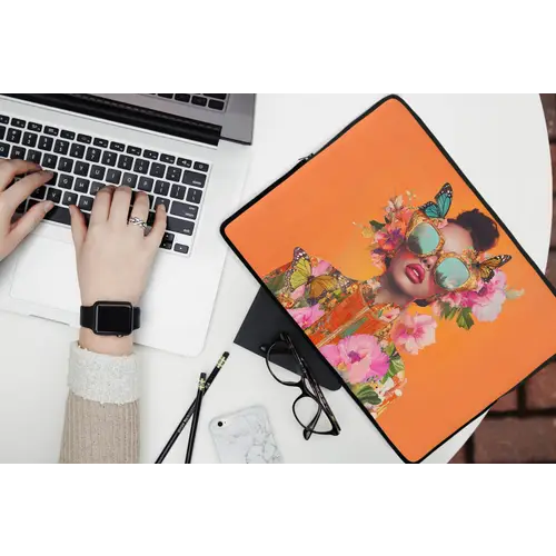 Vlinders - Vrouw - Zonnebril - Kleurrijk laptophoes neopreen klein -bureau