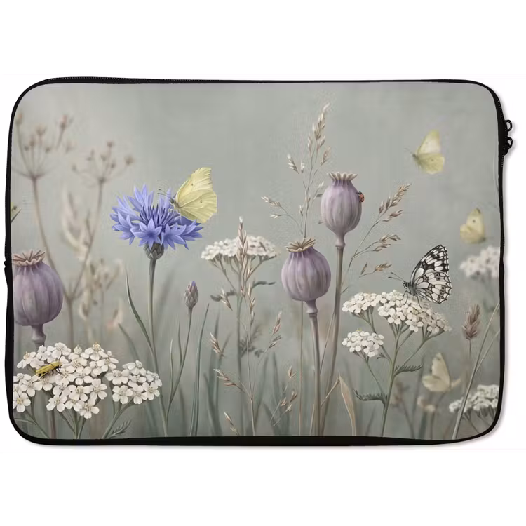 Vlinders - Wildbloemen - Illustratie - Kleurrijk laptophoes neopreen klein -zkaufland3dotto
