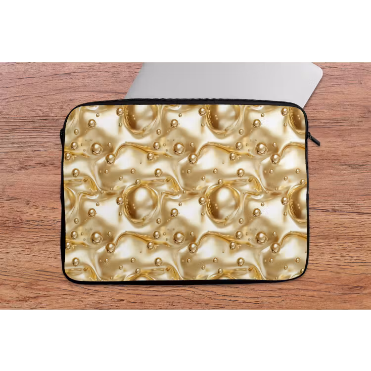 Vloeibaar - Druppels - Goud laptophoes neopreen klein 279 -tafel