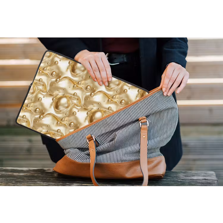 Vloeibaar - Druppels - Goud laptophoes neopreen klein 279 -tas