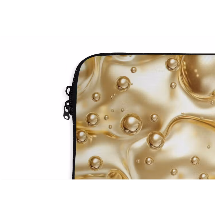 Vloeibaar - Druppels - Goud laptophoes neopreen klein 279 -detail