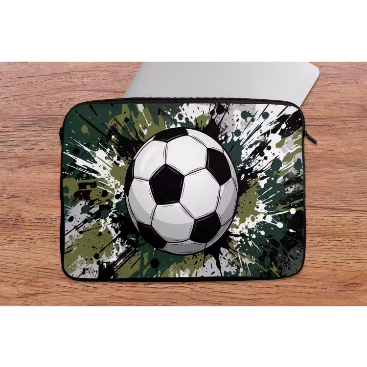 Voetbal - Verf - Spetters - Groen laptophoes neopreen klein -tafel