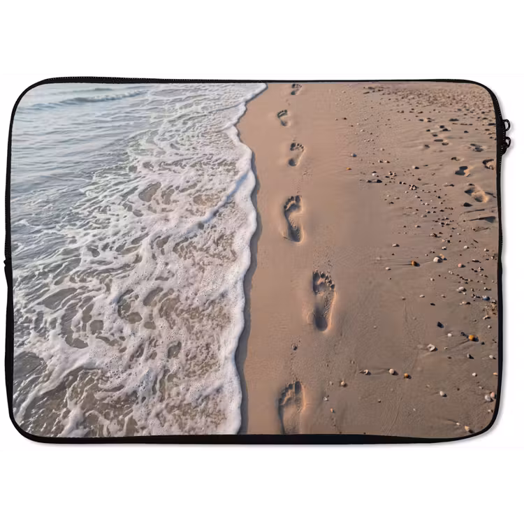Voetstappen - Vloedlijn - Zee laptophoes neopreen klein -zkaufland3dotto
