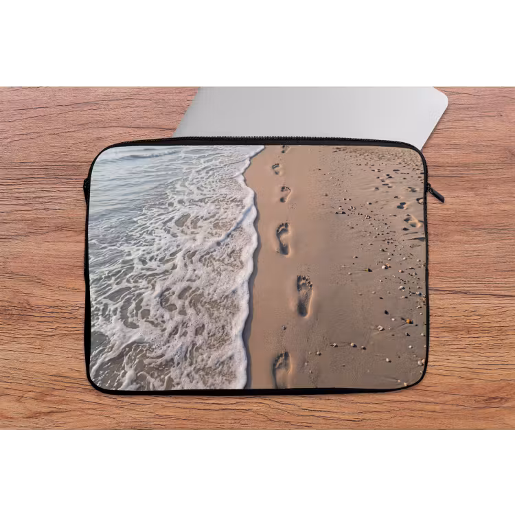 Voetstappen - Vloedlijn - Zee laptophoes neopreen klein -tafel
