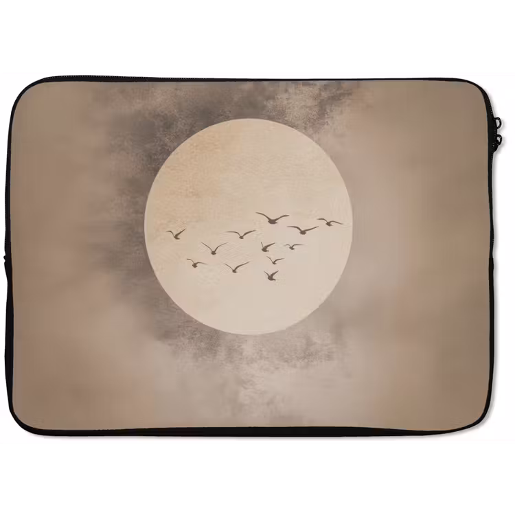 Vogel - Beige - Japandi laptophoes neopreen klein -zkaufland3dotto