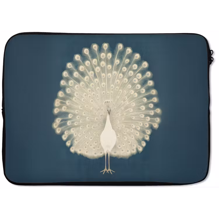 Vogel - Blauw - Vintage laptophoes neopreen klein -zkaufland3dotto