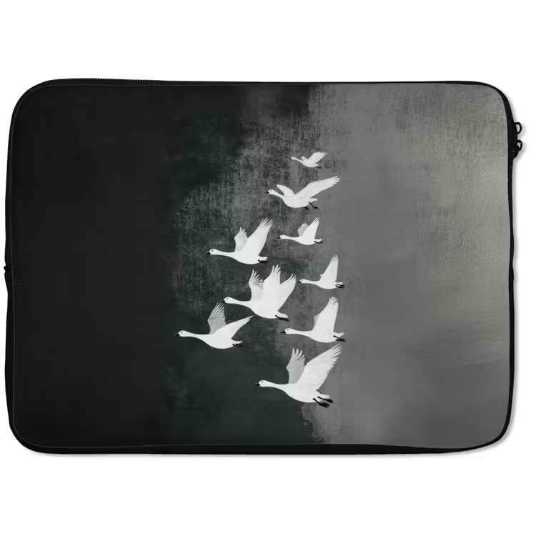 Vogel - Japandi - Groen laptophoes neopreen klein -zkaufland3dotto